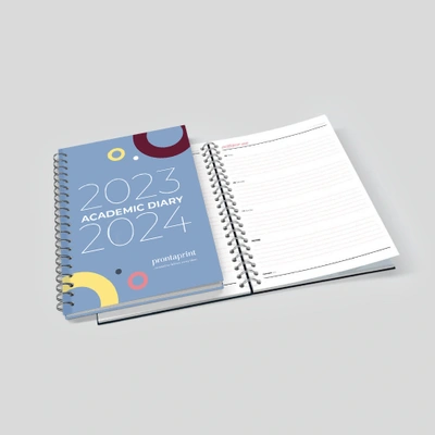 An example of a finished diary showing the final product and an example of the inside pages.