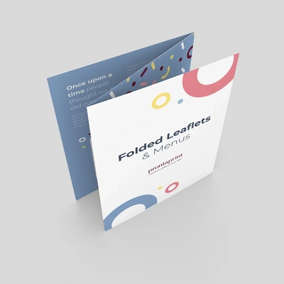An example of a finished folded flyer and menu