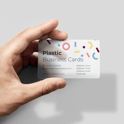An example of a finished plastic business card 