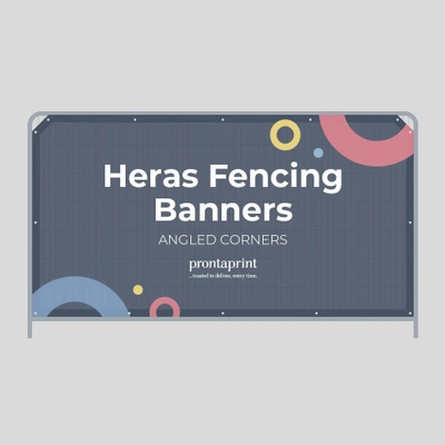 An example of a finished heras fencing banner with angled corners
