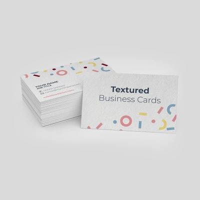 An example of a finished textured business card showing front and back side.