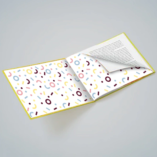 An example of end pages within a hardback book