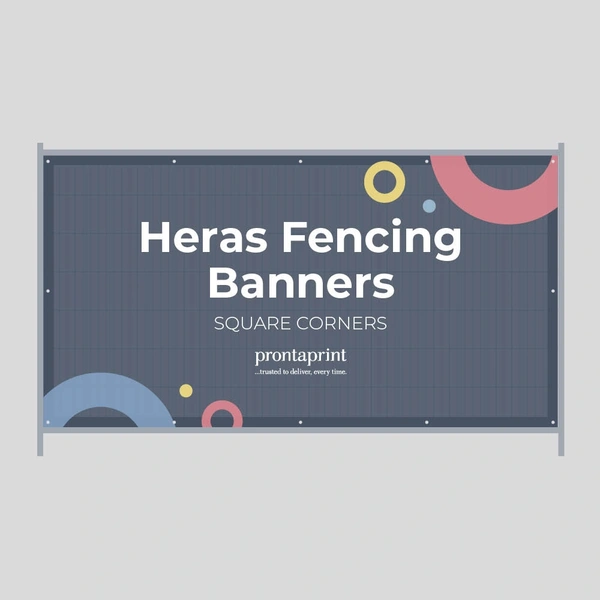 An example of a finished heras fencing banner with square corners