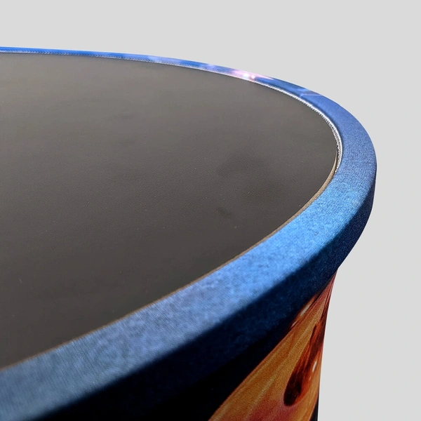 An example of a close up of a stretch fabric oval counter